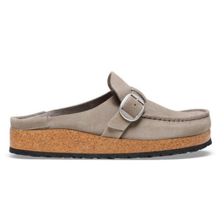 Women'S Birkenstock Clogs & Mules | Birkenstock Women'S Buckley In Stone Coin Embossed Suede