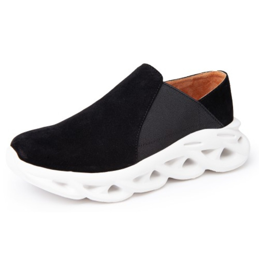 Women'S Yes Brand Shoes Walking | Yes Brand Shoes Women'S Sunny In Black Water Resistant Suede