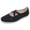 Women'S Mephisto Flats | Mephisto Women'S Karla Perf In Black Bucksoft 6900