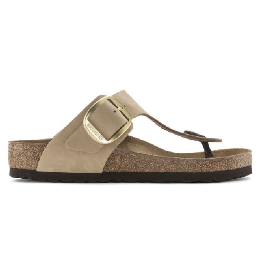 Women'S Birkenstock Footbed | Birkenstock Women'S Gizeh Big Buckle In Sandcastle Nubuck