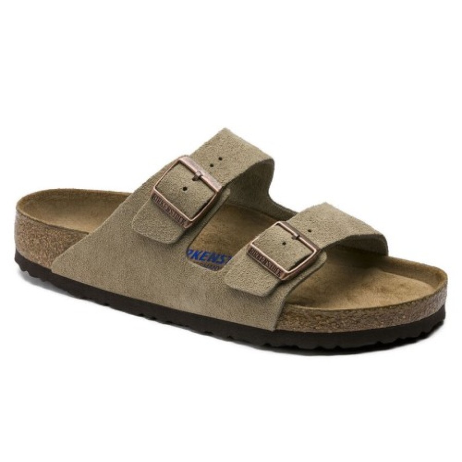 Men'S Birkenstock Travel | Birkenstock Men'S Arizona Soft Footbed In Taupe Suede - Regular Width