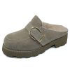 Women'S La Canadienne Open Back | La Canadienne Women'S Allie In Pebble Waterproof Suede/Shearling