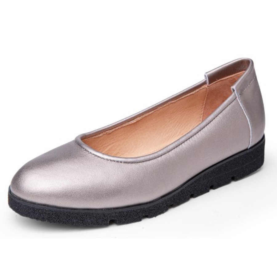 Women'S Yes Brand Shoes Travel | Yes Brand Shoes Women'S Lucky In Pewter Metallic Leather