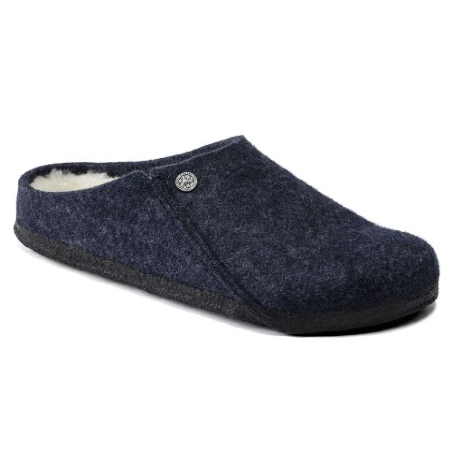 Women'S Birkenstock Women'S New Arrivals | Birkenstock Women'S Zermatt Shearling In Dark Blue Wool/Natural Shearling