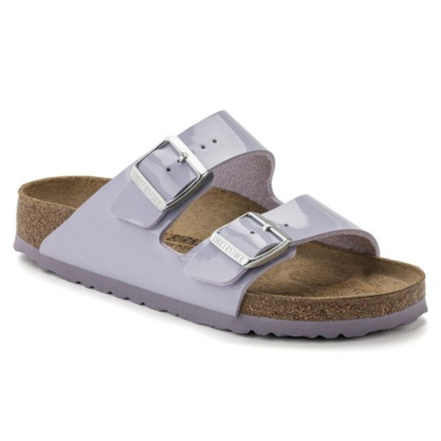 Women'S Birkenstock Walking | Birkenstock Women'S Arizona In Purple Fog Birki-Flor Patent