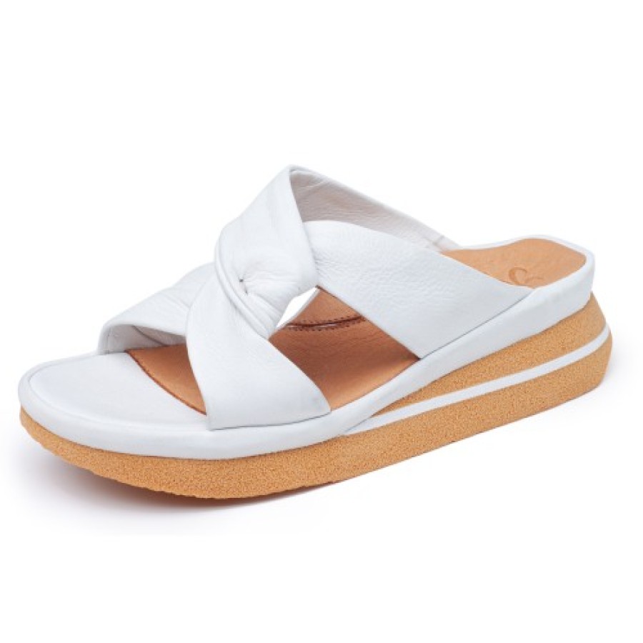 Women'S Yes Brand Shoes Wedges | Yes Brand Shoes Women'S Aria In White Plonge Leather