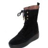 Women'S Wonders Mid Calf Boots | Wonders Women'S A-8307 In Black Suede/Stretch Fabric