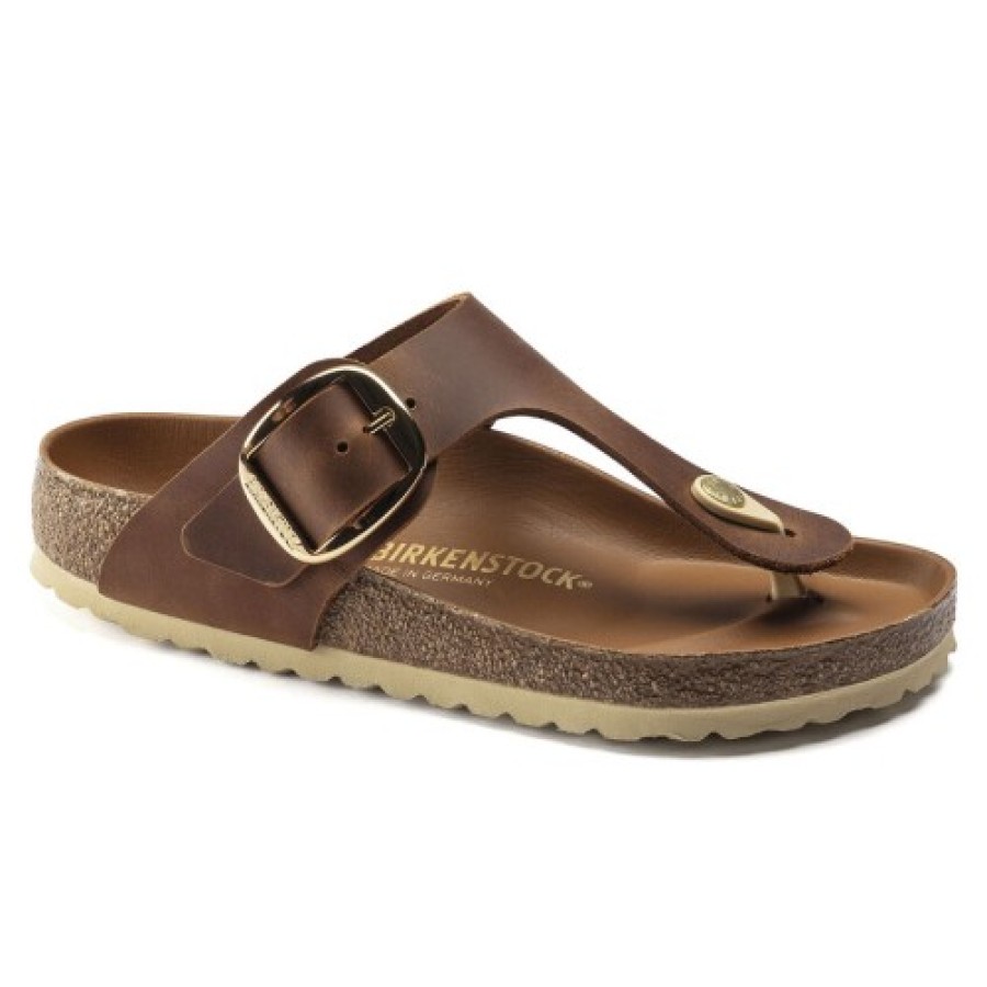 Women'S Birkenstock Women'S New Arrivals | Birkenstock Women'S Gizeh Big Buckle In Cognac Leather