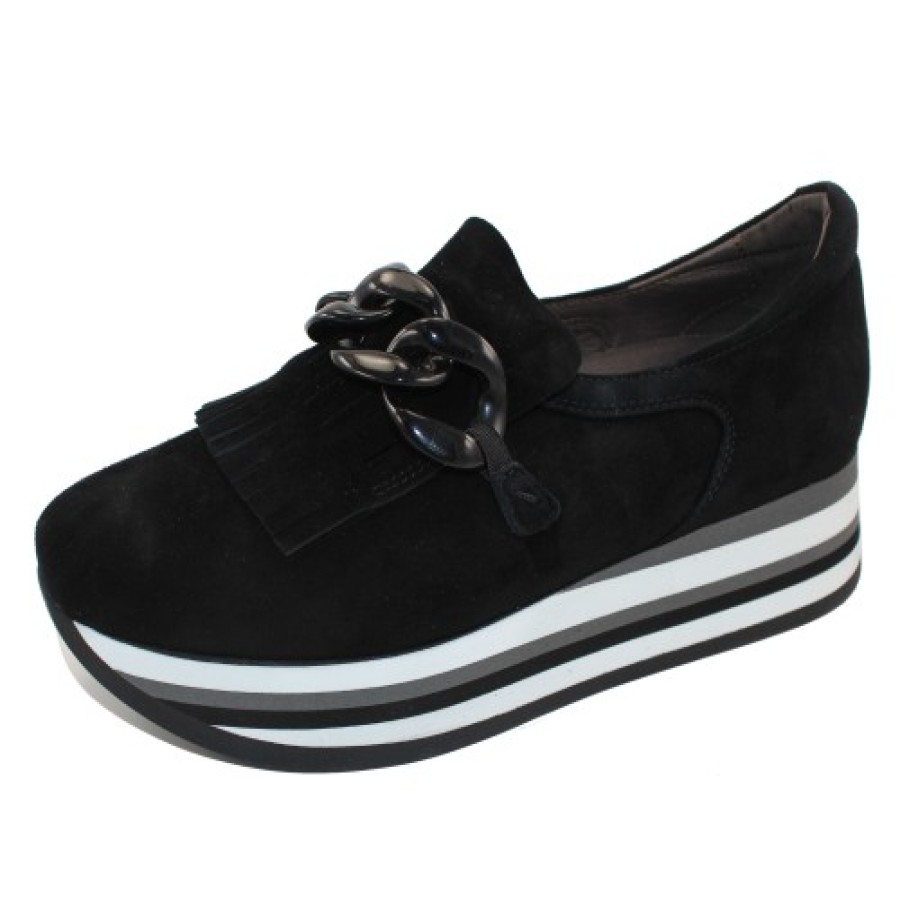 Women'S Softwaves Platforms | Softwaves Women'S Adaya 7.78.08W In Black Velour Suede