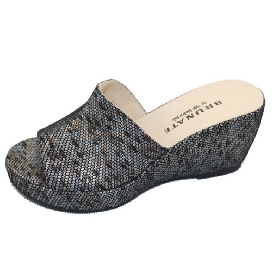 Women'S Brunate Wedges | Brunate Women'S Pensierino In Nero Braided Leather