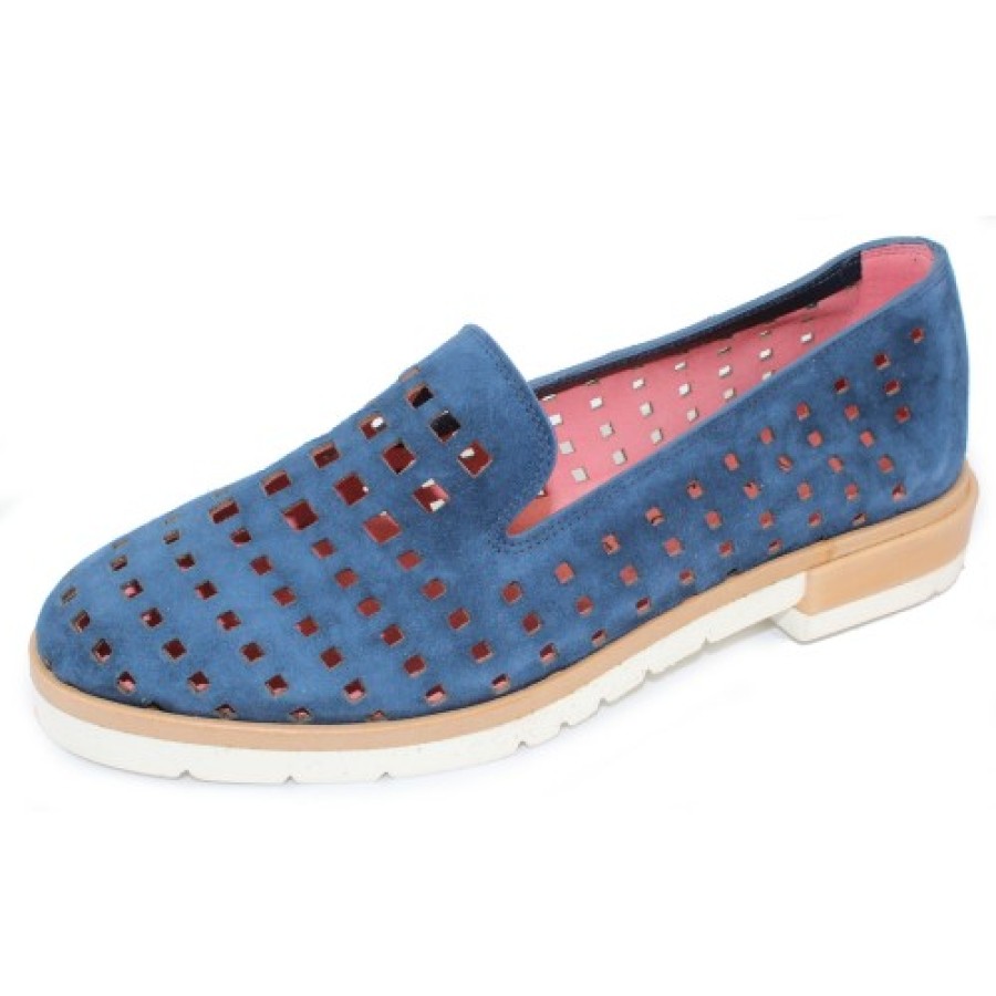 Women'S Pas De Rouge Loafers | Pas De Rouge Women'S Lotty 2274 In Blue Suede