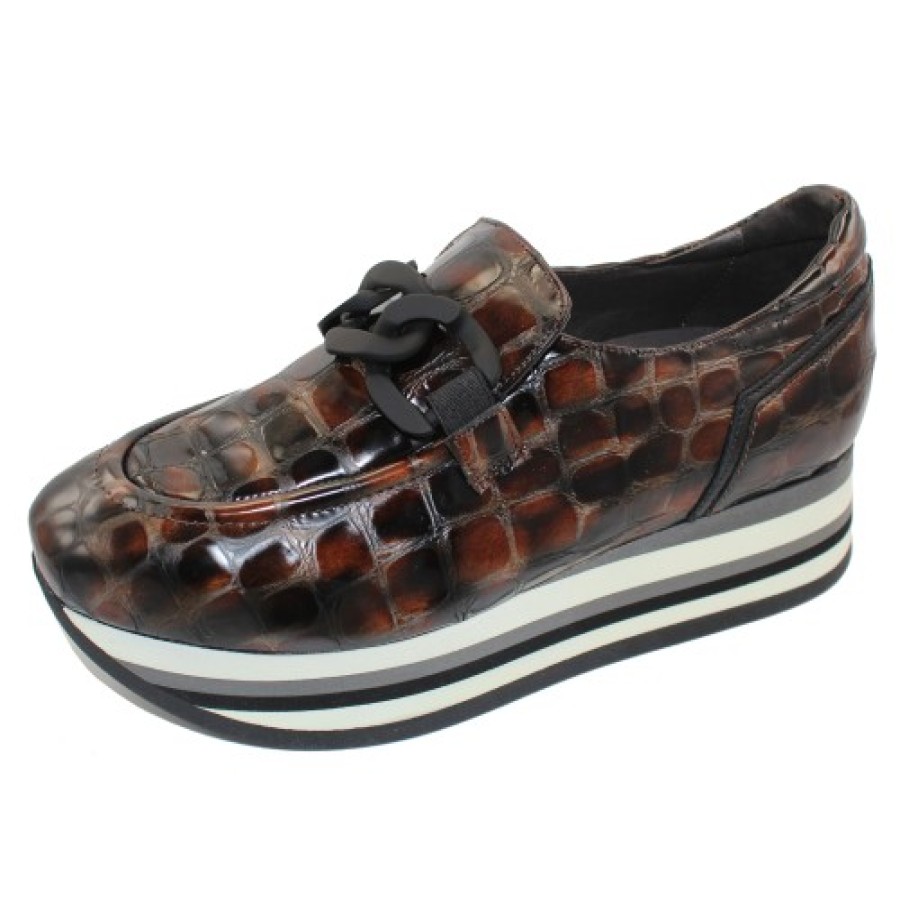 Women'S Softwaves Platforms | Softwaves Women'S Allicia 7.78.60 In Brown/Black Croco Print