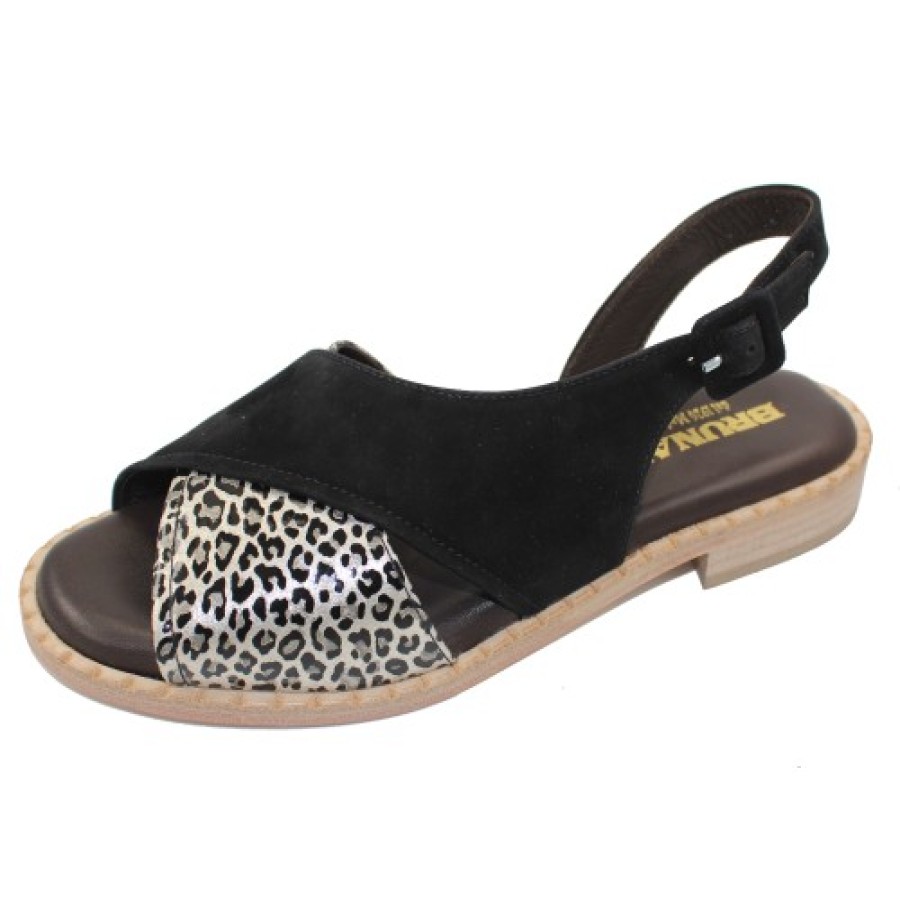 Women'S Brunate Heels | Brunate Women'S Passeggiata In Cheetah Printed Leather/Black Suede