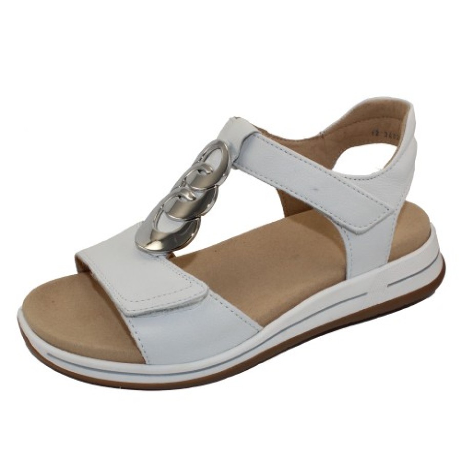 Women'S Ara Wedges | Ara Women'S Oregon In White Leather