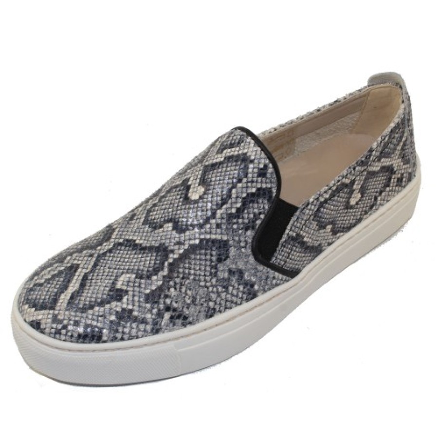 Women'S The Flexx Slip Ons | The Flexx Women'S Sneak Name In Roccia Jack Embossed Snakeprinted Leather