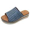 Women'S Salvia Slides | Salvia Women'S Annica In Navy Woven Raffia