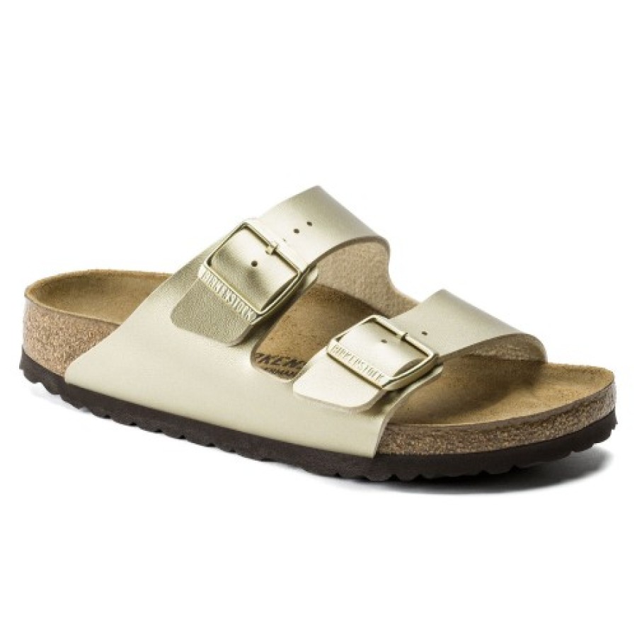 Women'S Birkenstock Walking | Birkenstock Women'S Arizona In Gold Birki-Flor