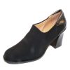 Women'S Right Bank Shoe Co Heels | Right Bank Shoe Co Women'S Joker In Black Crepe Stretch Fabric/Croco Embossed Leather