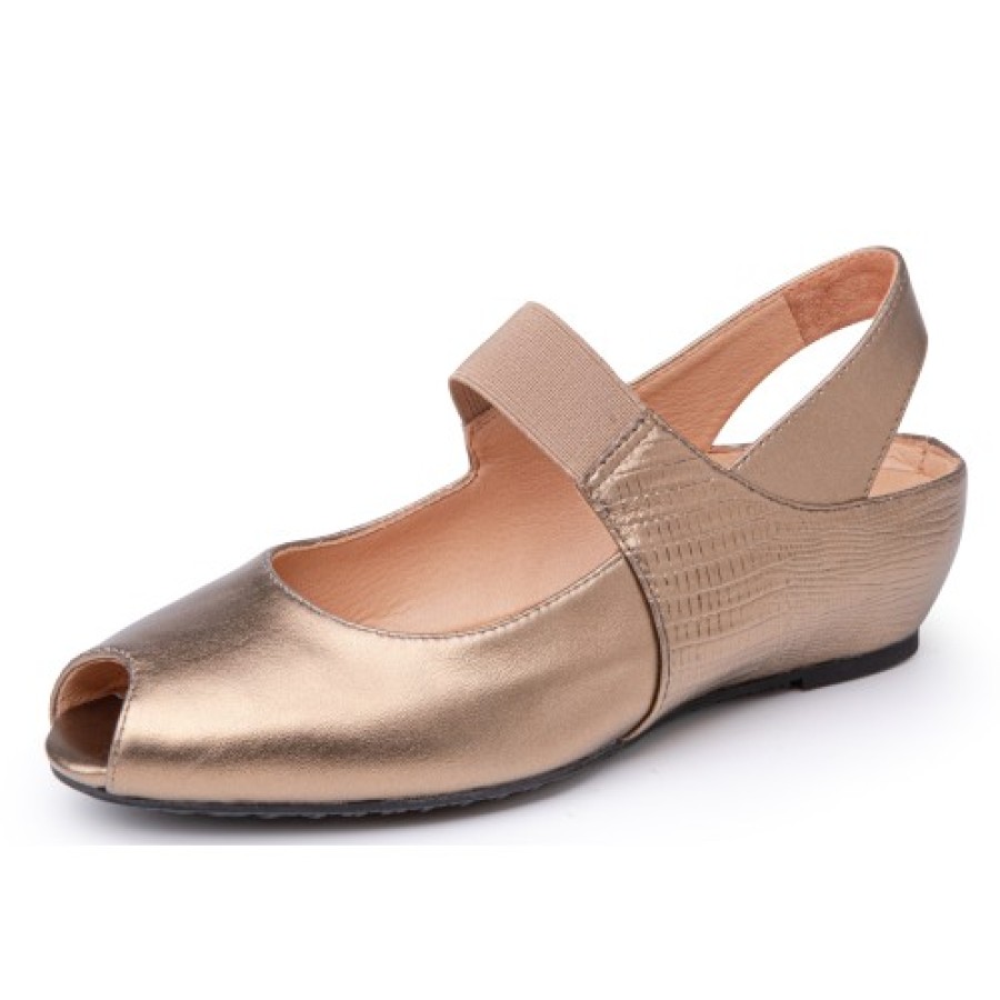 Women'S Yes Brand Shoes Women'S New Arrivals | Yes Brand Shoes Women'S Paula In Bronze Metallic Leather/Lizard Printed Leather