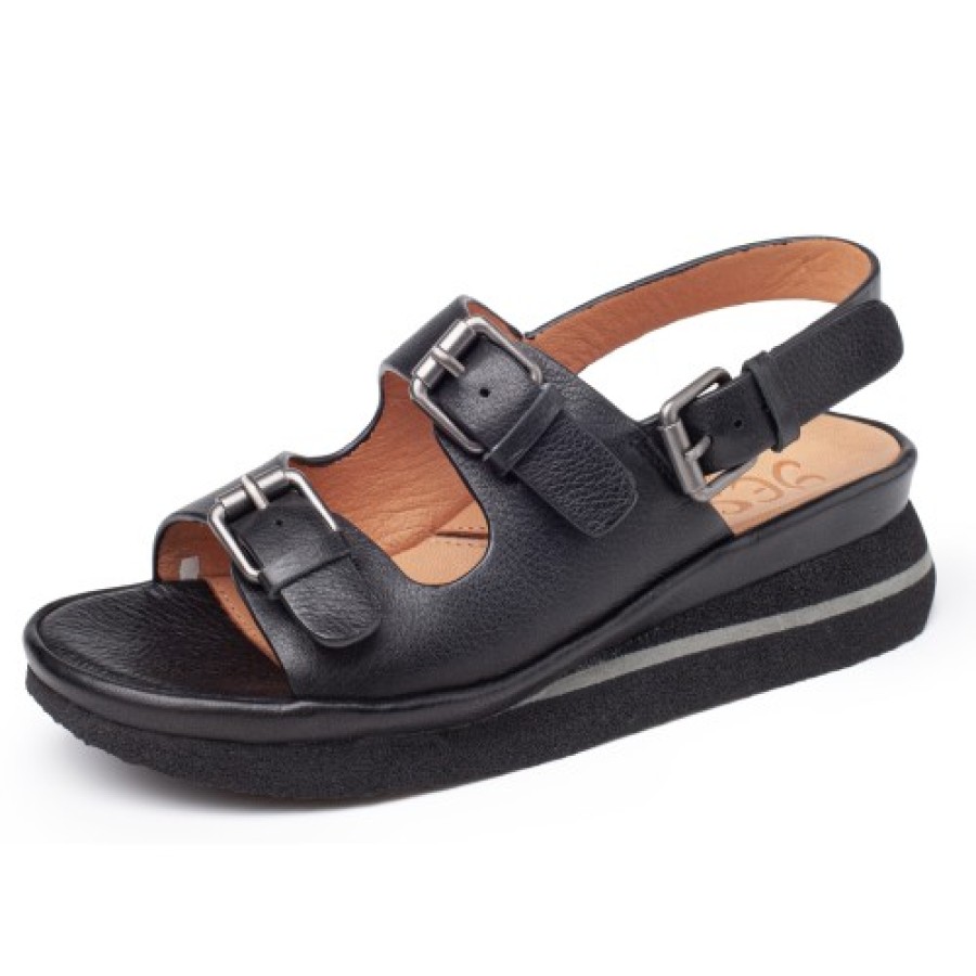 Women'S Yes Brand Shoes Travel | Yes Brand Shoes Women'S Anna In Black Plonge Leather