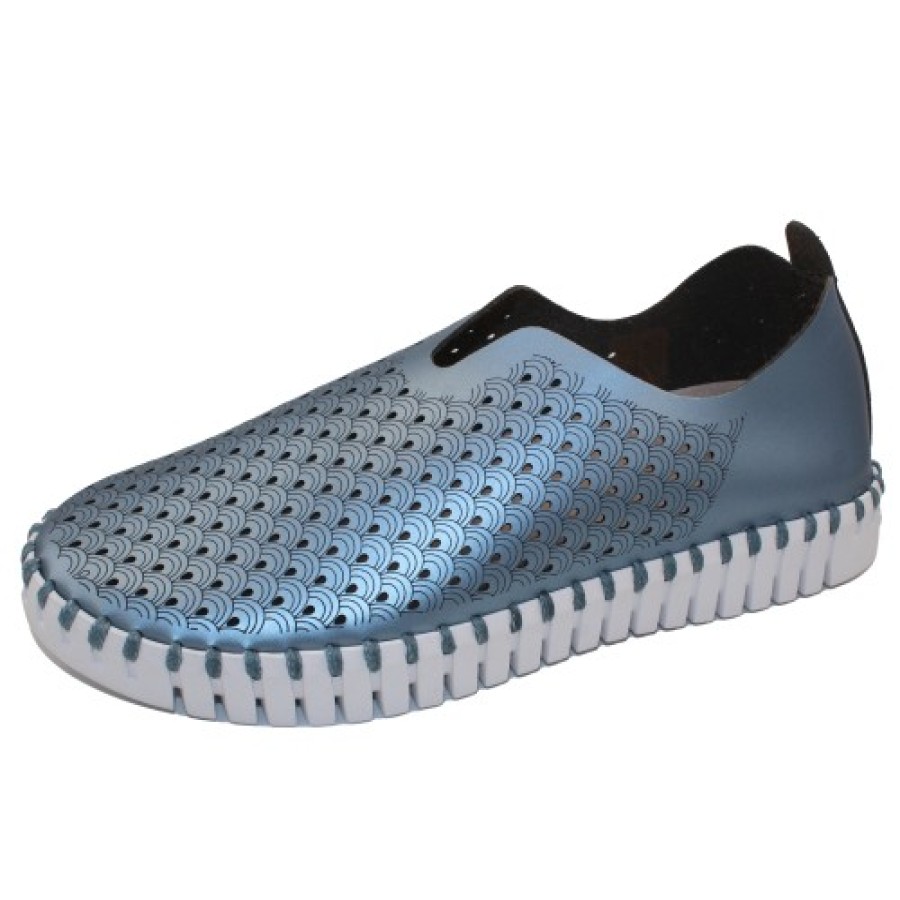 Women'S Ilse Jacobsen Slip Ons | Ilse Jacobsen Women'S Tulip 3576 In Metallic Blue