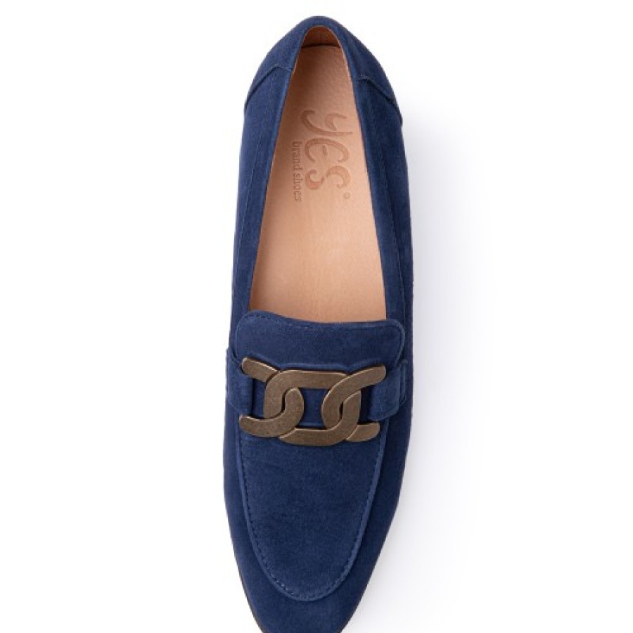 Women'S Yes Brand Shoes Loafers | Yes Brand Shoes Women'S Dakota In Navy Blue Kid Suede