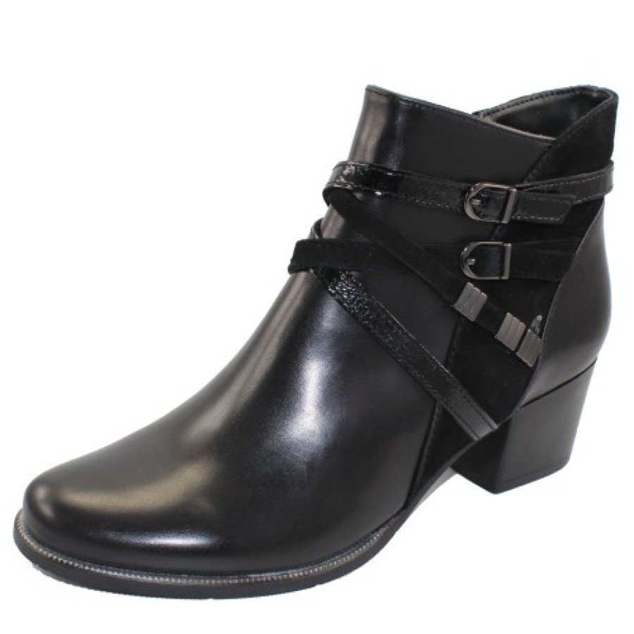 Women'S Regarde Le Ciel Warm Lining | Regarde Le Ciel Women'S Isabel-120 In Black Leather/Suede