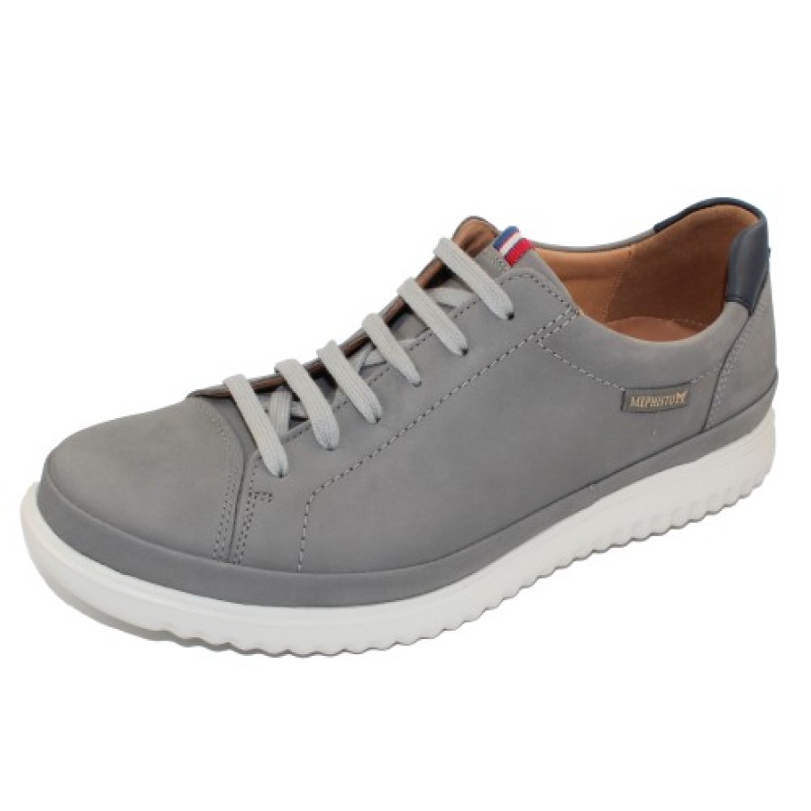 Men'S Mephisto Walking | Mephisto Men'S Thomas In Light Grey Nomad Suede/Navy Randy Leather 25505/6145