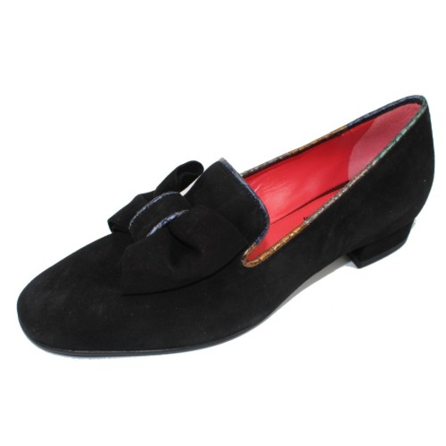 Women'S Pas De Rouge Slip Ons | Pas De Rouge Women'S Jolie 1858 In Black Suede/Multi