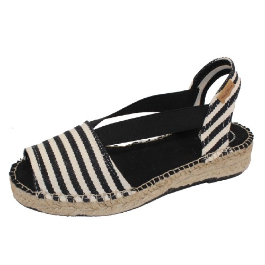 Women'S Toni Pons Wedges | Toni Pons Women'S Estel-Dd In Black Striped Canvas