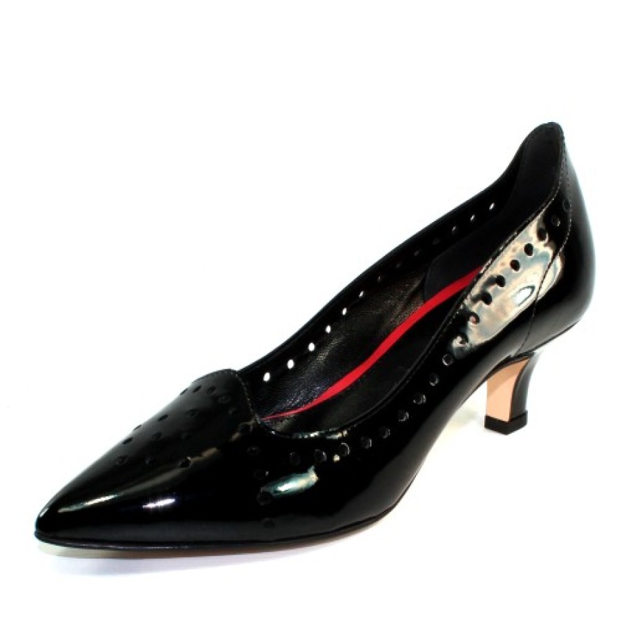 Women'S Pas De Rouge Heels | Pas De Rouge Women'S Janet 1105 In Black Lack Patent Leather