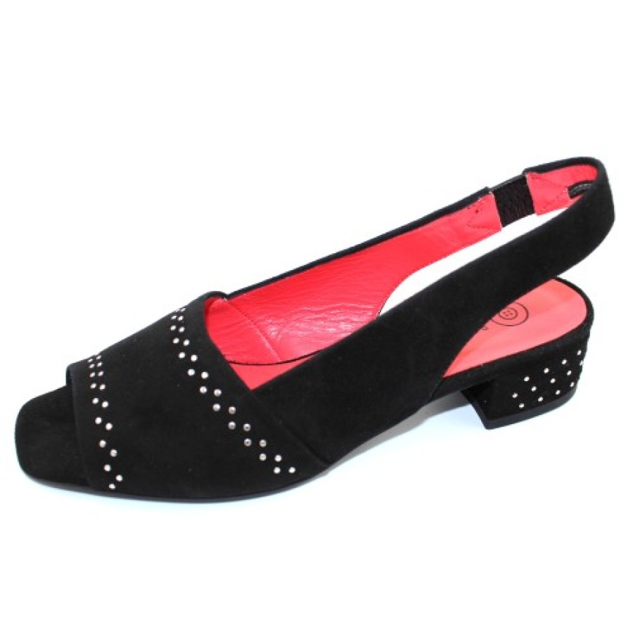 Women'S Pas De Rouge Slingbacks & Backstraps | Pas De Rouge Women'S 77-2373 In Black Suede