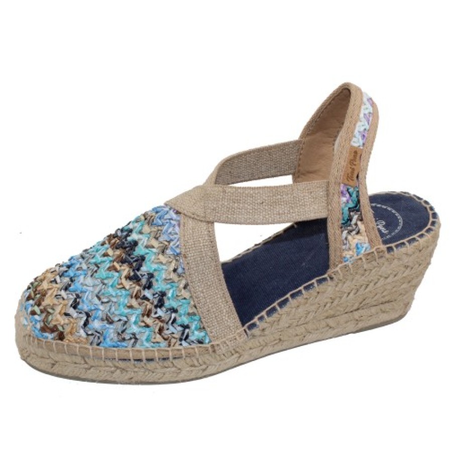 Women'S Toni Pons Wedges | Toni Pons Women'S Terra-Nz In Blue Multi Raffia