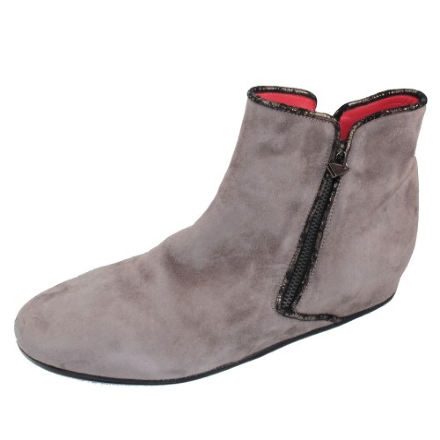 Women'S Pas De Rouge Zippers | Pas De Rouge Women'S Omer 2667 In Grey Suede/Anthracite Trim