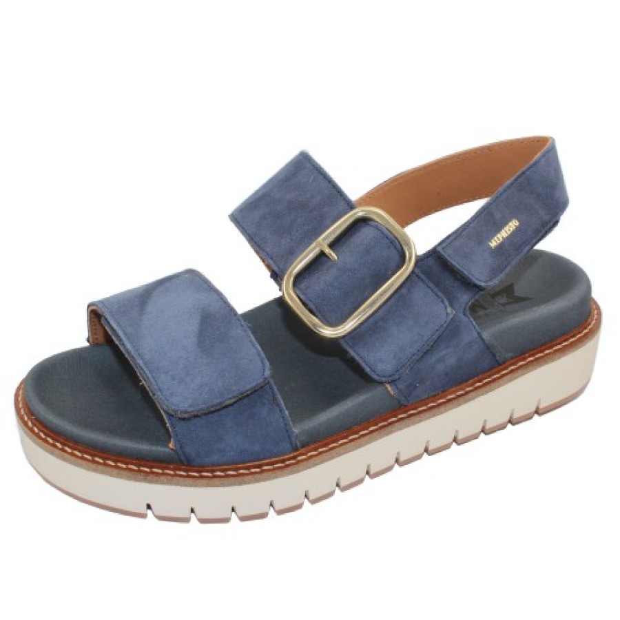 Women'S Mephisto Wedges | Mephisto Women'S Belona In Jeans Blue Velcalf Premium 12295