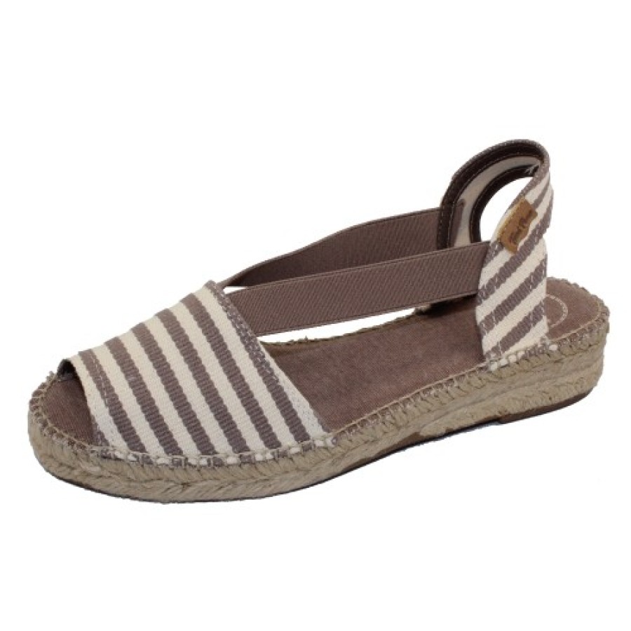 Women'S Toni Pons Wedges | Toni Pons Women'S Estel-Dd In Taupe Striped Canvas