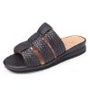 Women'S Yes Brand Shoes Slides | Yes Brand Shoes Women'S Diane In Black Woven Leather/Plonge Leather