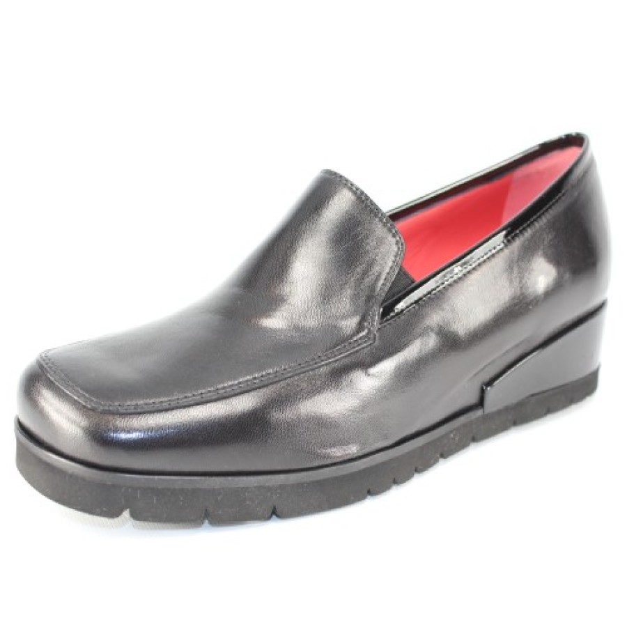 Women'S Pas De Rouge Wedges | Pas De Rouge Women'S Pitty 3222 In Black Nappa/Patent Leather