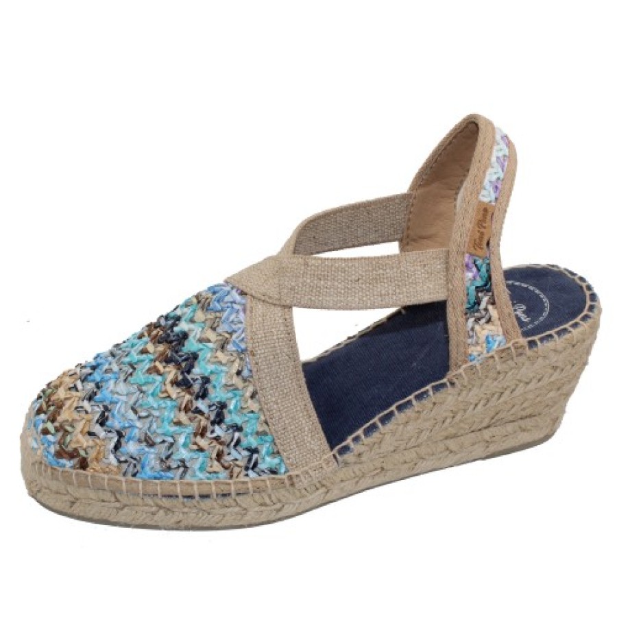 Women'S Toni Pons Platforms | Toni Pons Women'S Terra-Nz In Blue Multi Raffia