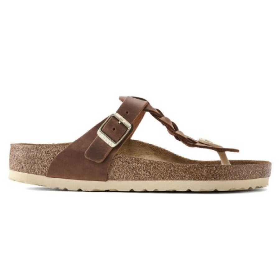 Women'S Birkenstock Back Straps | Birkenstock Women'S Gizeh Braid In Cognac Oiled Leather