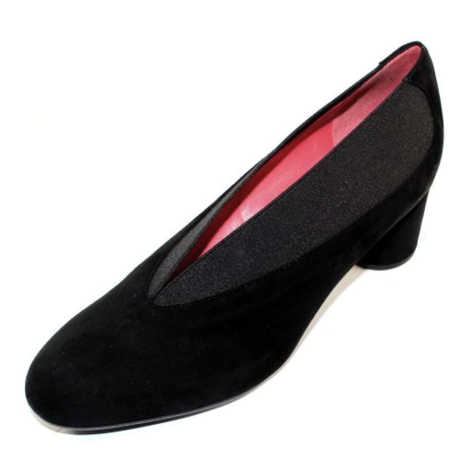 Women'S Pas De Rouge Slip Ons | Pas De Rouge Women'S Lucia 2411 In Black Suede/Elastic