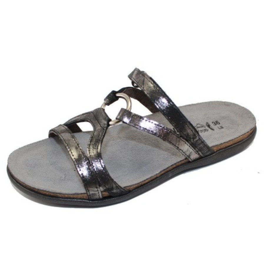 Women'S Naot Slides | Naot Women'S Carmen In Metallic Onyx Leather