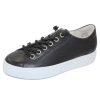 Women'S Paul Green Oxfords | Paul Green Women'S Hadley Sneaker In Black Smooth Glove Leather/White Sole