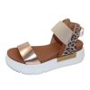 Women'S Nero Giardini Platforms | Nero Giardini Women'S E219022D In Tan/Rose Gold Leather/Leopard Trim