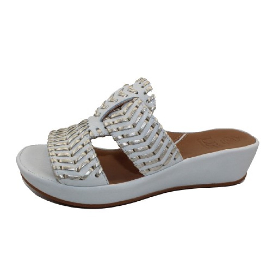 Women'S Lamour Des Pieds Travel | Lamour Des Pieds Women'S Chorra In White Lamba Leather/Gold