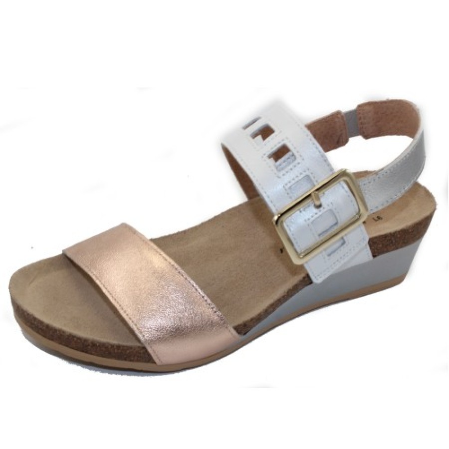 Women'S Naot Footbed | Naot Women'S Dynasty In Soft Rose Gold/White Pearl/Soft Silver Leather