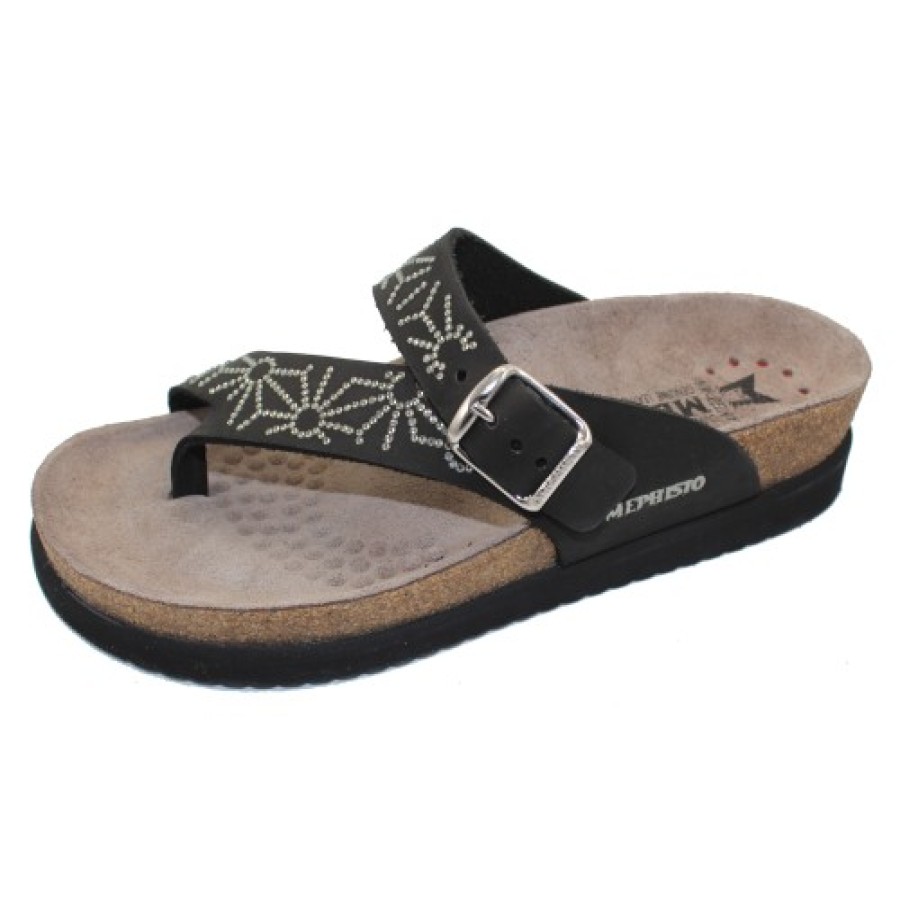 Women'S Mephisto Travel | Mephisto Women'S Hella Spark In Black Sandalbuck 6000