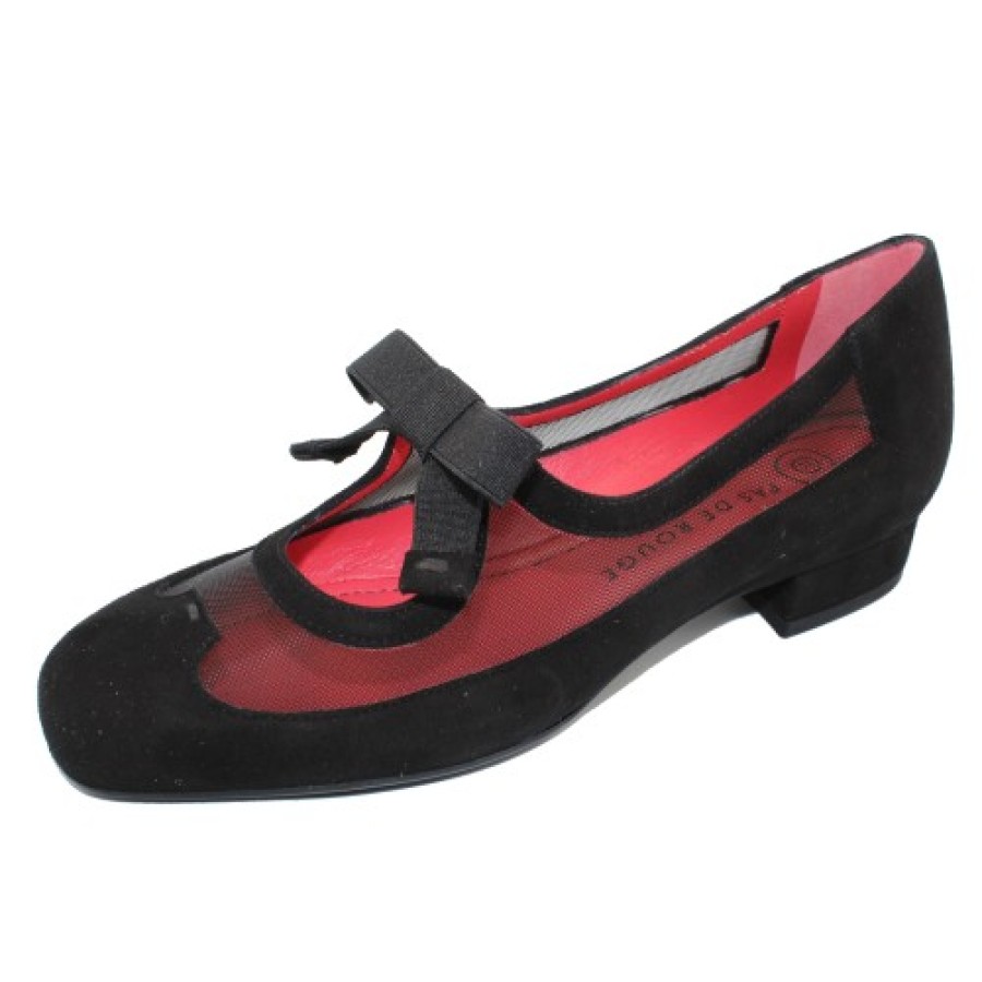 Women'S Pas De Rouge Oxfords | Pas De Rouge Women'S Chantal 2139 In Black Suede/Mesh