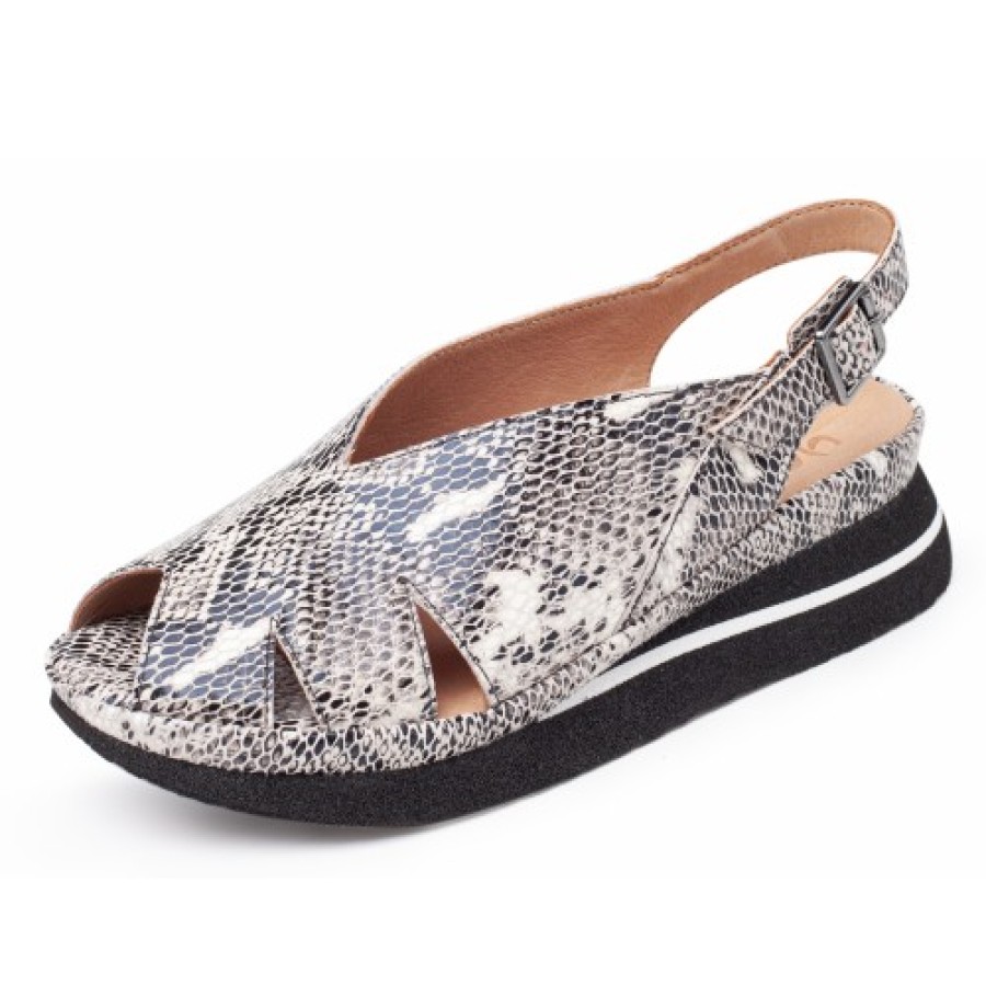 Women'S Yes Brand Shoes Walking | Yes Brand Shoes Women'S April In Black/White Snake Printed Leather