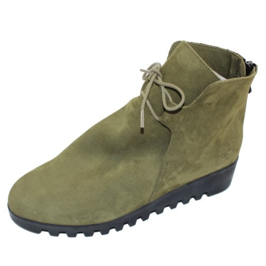 Women'S Arche Ankle Boots | Arche Women'S Lombye In Kika Nubuck - Forest Green